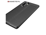 Soft TPU Case mit Design aus feinem veganen Leder für Huawei P30 Pro stabil mit erhöhten Rändern und Kanten in schwarz von Screenguard