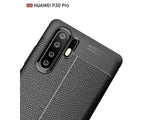 Soft TPU Case mit Design aus feinem veganen Leder für Huawei P30 Pro stabil mit erhöhten Rändern und Kanten in schwarz von Screenguard