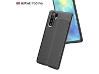 Soft TPU Case mit Design aus feinem veganen Leder für Huawei P30 Pro stabil mit erhöhten Rändern und Kanten in schwarz von Screenguard