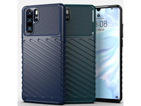 Moderne Design Hülle Cover für das Huawei P30 Pro mit Stripes zum Schutz von Kratzern, Dellen, Display aus TPU Gummi in blau von Screenguard