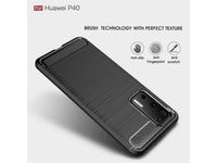Flexible Handy Schutzhülle mit gebürster Carbon Textur auf der Rückseite für zum Schutz des Huawei P40  Display und Gehäuse Case in schwarz von Screenguard