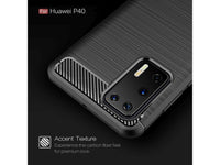 Flexible Handy Schutzhülle mit gebürster Carbon Textur auf der Rückseite für zum Schutz des Huawei P40  Display und Gehäuse Case in schwarz von Screenguard