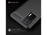 Flexible Handy Schutzhülle mit gebürster Carbon Textur auf der Rückseite für zum Schutz des Huawei P40  Display und Gehäuse Case in schwarz von Screenguard