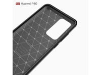 Flexible Handy Schutzhülle mit gebürster Carbon Textur auf der Rückseite für zum Schutz des Huawei P40  Display und Gehäuse Case in schwarz von Screenguard