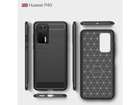 Flexible Handy Schutzhülle mit gebürster Carbon Textur auf der Rückseite für zum Schutz des Huawei P40  Display und Gehäuse Case in schwarz von Screenguard