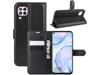 Lederhülle Portemonnaie Karten Ledertasche für Huawei P40 Lite in schwarz von Screenguard