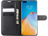 Lederhülle Karten Wallet Ledertasche Etui für Huawei P40 Pro+ in schwarz von Screenguard