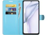 Lederhülle Karten Wallet Ledertasche Etui für Huawei P50 in hellblau von Screenguard