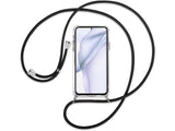 Necklace Handy Hülle mit Kordel Kette schwarz zum Tragen des Huawei P50 am Körper wie Handtasche Lanyard, stabil mit erhöhten Rändern und Kanten in transparent von Screenguard