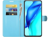 Lederhülle Karten Wallet Ledertasche Etui für Huawei P50 Pro in hellblau von Screenguard