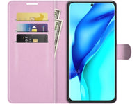 Lederhülle Karten Wallet Ledertasche Etui für Huawei P50 Pro in rosa von Screenguard