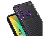 Hochwertig stabile Soft TPU Smartphone Handy Hülle im Carbon Design für Huawei Y6p zum Schutz des Display und Gehäuse Cover in blau von Screenguard