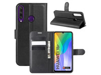 Lederhülle Portemonnaie Karten Ledertasche für Huawei Y6p in schwarz von Screenguard