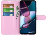 Lederhülle Karten Wallet Ledertasche Etui für Motorola Edge 30 in rosa von Screenguard