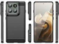 Flexible Handy Schutzhülle mit gebürster Carbon Textur auf der Rückseite für zum Schutz des Motorola Edge 60 Pro  Display und Gehäuse Case in schwarz von Screenguard