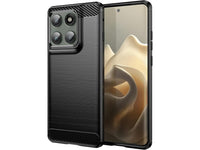 Flexible Handy Schutzhülle mit gebürster Carbon Textur auf der Rückseite für zum Schutz des Motorola Edge 60 Pro  Display und Gehäuse Case in schwarz von Screenguard