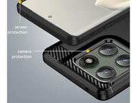 Flexible Handy Schutzhülle mit gebürster Carbon Textur auf der Rückseite für zum Schutz des Motorola Edge 60 Pro  Display und Gehäuse Case in schwarz von Screenguard