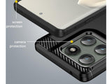 Flexible Handy Schutzhülle mit gebürster Carbon Textur auf der Rückseite für zum Schutz des Motorola Edge 60 Pro  Display und Gehäuse Case in schwarz von Screenguard