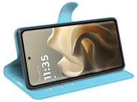 Lederhülle Karten Wallet Ledertasche Etui für Motorola Edge 60 Pro in hellblau von Screenguard