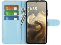 Lederhülle Portemonnaie Karten Ledertasche für Motorola Edge 60 Pro in hellblau von Screenguard
