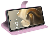 Lederhülle Karten Wallet Ledertasche Etui für Motorola Edge 60 Pro in rosa von Screenguard