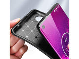 Hochwertig stabile Soft TPU Smartphone Handy Hülle im Carbon Design für Motorola Edge+ zum Schutz des Display und Gehäuse Cover in schwarz von Screenguard