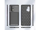 Hochwertig stabile Soft TPU Smartphone Handy Hülle im Carbon Design für Motorola Edge+ zum Schutz des Display und Gehäuse Cover in schwarz von Screenguard