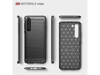 Flexible Handy Schutzhülle mit gebürster Carbon Textur auf der Rückseite für zum Schutz des Motorola Edge  Display und Gehäuse Case in schwarz von Screenguard