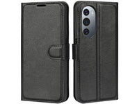 Lederhülle Karten Wallet Ledertasche Etui für Motorola Edge X30 in schwarz von Screenguard