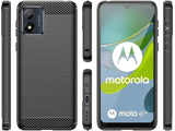 Flexible Handy Schutzhülle mit gebürster Carbon Textur auf der Rückseite für zum Schutz des Motorola Moto E13  Display und Gehäuse Case in schwarz von Screenguard