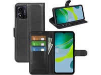 Lederhülle Portemonnaie Karten Ledertasche für Motorola Moto E13 in schwarz von Screenguard