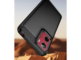Flexible Handy Schutzhülle mit gebürster Carbon Textur auf der Rückseite für zum Schutz des Motorola Moto E15  Display und Gehäuse Case in schwarz von Screenguard
