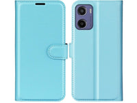 Lederhülle Karten Wallet Ledertasche Etui für Motorola Moto E15 in hellblau von Screenguard