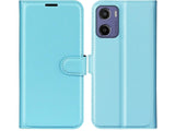 Lederhülle Karten Wallet Ledertasche Etui für Motorola Moto E15 in hellblau von Screenguard