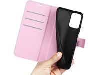 Lederhülle Karten Wallet Ledertasche Etui für Motorola Moto E15 in rosa von Screenguard