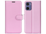 Lederhülle Karten Wallet Ledertasche Etui für Motorola Moto E15 in rosa von Screenguard