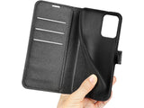 Lederhülle Karten Wallet Ledertasche Etui für Motorola Moto E15 in schwarz von Screenguard