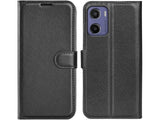 Lederhülle Karten Wallet Ledertasche Etui für Motorola Moto E15 in schwarz von Screenguard