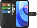 Lederhülle Karten Wallet Ledertasche Etui für Motorola Moto E20 in schwarz von Screenguard