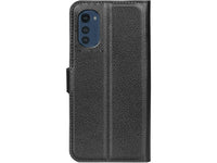 Lederhülle Karten Wallet Ledertasche Etui für Motorola Moto E32s in schwarz von Screenguard