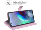 Lederhülle Karten Wallet Ledertasche Etui für Motorola Moto G100 in rosa von Screenguard