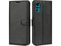 Lederhülle Karten Wallet Ledertasche Etui für Motorola Moto G22 in schwarz von Screenguard