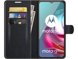 Lederhülle Karten Wallet Ledertasche Etui für Motorola Moto G30 in schwarz von Screenguard