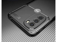 Hochwertig stabile Soft TPU Smartphone Handy Hülle im Carbon Design für Motorola Moto G41 zum Schutz des Display und Gehäuse Cover in schwarz von Screenguard