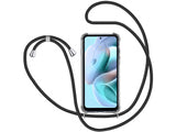 Necklace Handy Hülle mit Kordel Kette schwarz zum Tragen des Motorola Moto G41 am Körper wie Handtasche Lanyard, stabil mit erhöhten Rändern und Kanten in transparent von Screenguard