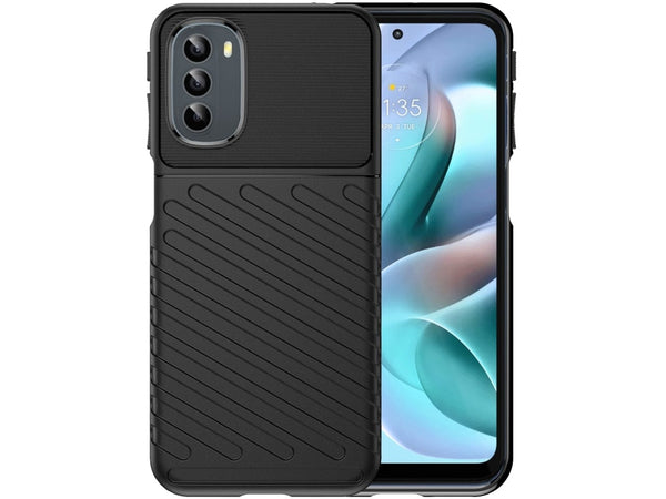 Moderne Design Hülle Cover für das Motorola Moto G41 mit Stripes zum Schutz von Kratzern, Dellen, Display aus TPU Gummi in schwarz von Screenguard