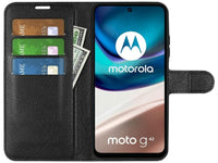 Lederhülle Portemonnaie Karten Ledertasche für Motorola Moto G42 in schwarz von Screenguard