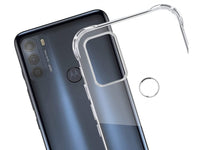 Hoch transparenter TPU Gummi Schutz Handy Hülle Clear Case klar mit verstärkten Schutzecken Bumper für das Motorola Moto G50 Display und Gehäuse in transparent von Screenguard