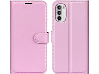 Lederhülle Karten Wallet Ledertasche Etui für Motorola Moto G52 in rosa von Screenguard