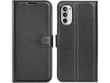 Lederhülle Karten Wallet Ledertasche Etui für Motorola Moto G52 in schwarz von Screenguard